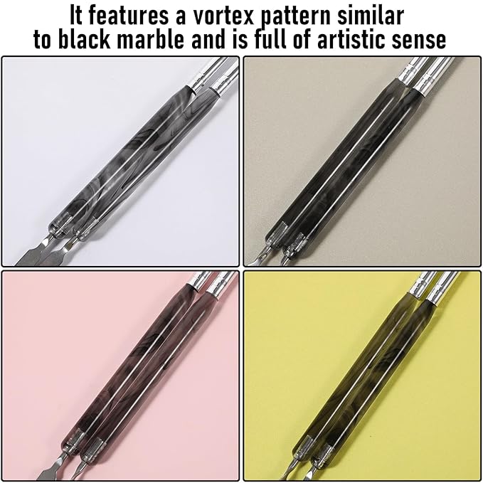 2 Pcs Dual-Ended Professional Gel Acrylic Nail Art Brush French Nail Brush with Stirring Rod Manicure Clean up Brushes Manicure Design Brushes