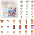Craftdady 24 Styles K9 Glass Nail Rhinestones Flat Back Teardrop Heart Half Round Nail Charms Small Crystals Nail Gems Bulk for Nail Decorations Wedding Makeup Scrapbook Bouquet