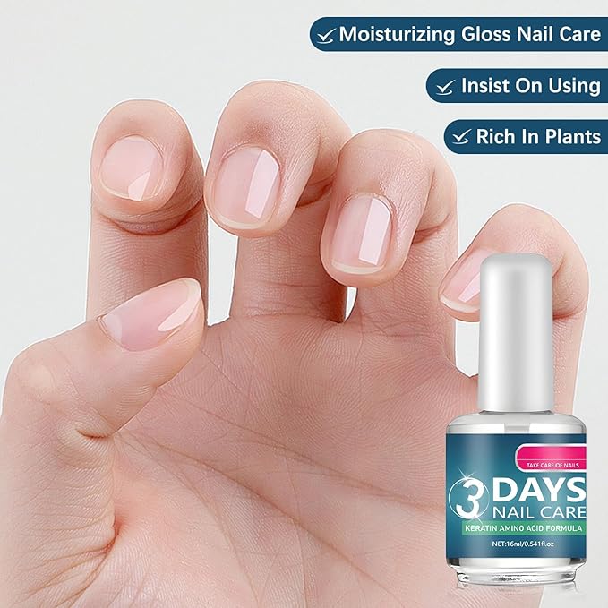 3 Days Nail Care – Keratin & Amino Acid Nail Strengthener, Fast Strengthening and Hydrating Nail Care Oil for Dry, Weak, Fragile Nails, Moisturizing Cuticle Oil,3PCS (16ml/0.54oz Each)