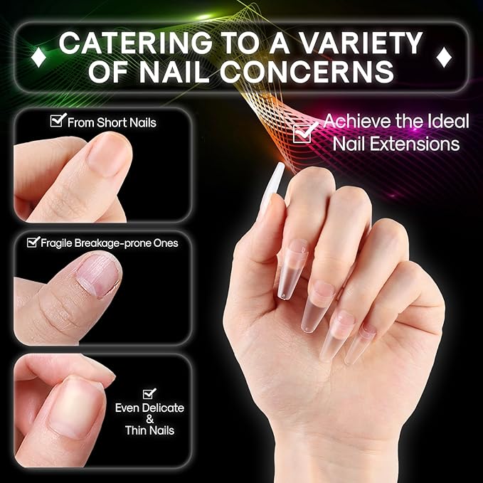 600PCS Upgrade Long Coffin Gel Nail Tips, INENK Natural Flat Matte Half Cover XL Coffin Cover Nails, Clear Press on Fake nails for Soak Off Nail Extension Tips at Home and Salon DIY(12 SIZE)