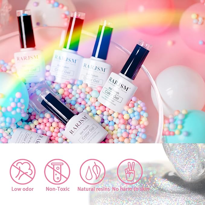 RARJSM Rainbow Cat Eye Gel Nail Polish with 6 Colors Gel Polish Holographic Magnetic GelPolish 9D Cat Eye GelPolish Soak Off UV LED DIY Manicure Art