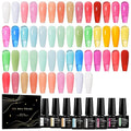 MEET ACROSS 30Pcs Jelly Gel Nail Polish Set Pastel Gel Polish Kit Pink Orange Green Semi-transparent Nail Polish Sheer Effect French Nail Art Gift for Women 26 Colors