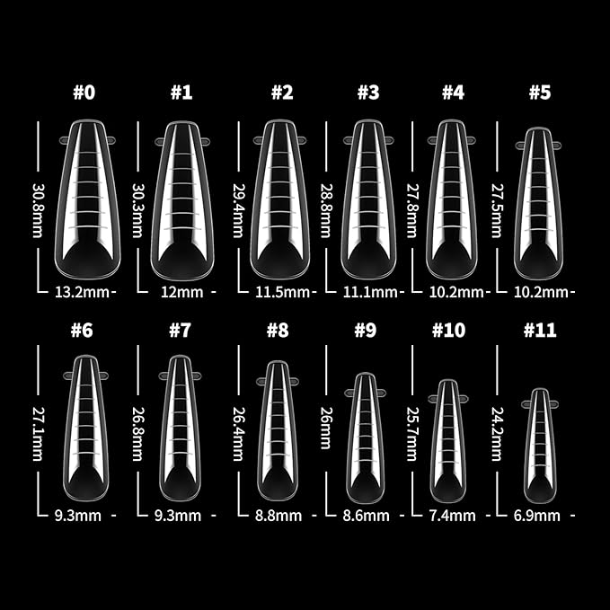 LIONVISON Poly Gel Nail Forms: 120Pcs Coffin Shape Nail Forms for Builder Gel Reusable - 12 Sizes Extension Acrylic Nail Molds Sets - False Nail Tips for Manicure Nail Art Design Salon DIY-StilettoA