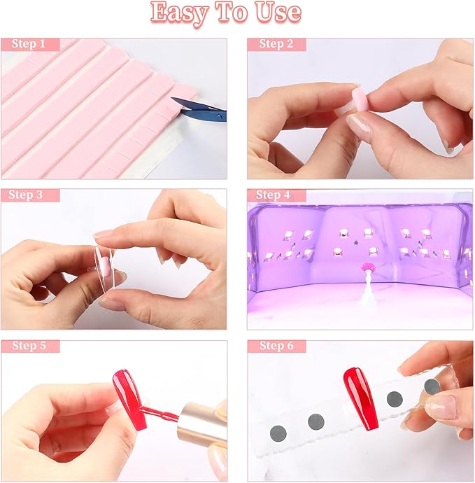 BQAN 2 Set Nail Holder for Painting Nails, Transparent Acrylic Nail Stand for Press on / Fake Nail Tips Training / Nails Display with 96 Pcs Reusable Adhesive Putty