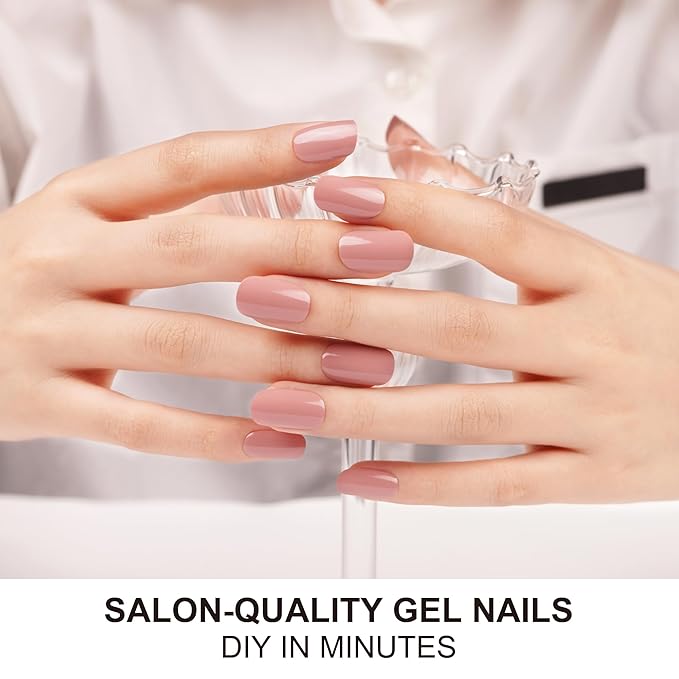DANNI & TONI Semi Cured Nail Stickers (Ivresse) Nude Solid Color Gel Nail Strips 28 Stickers