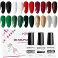 JODSONE Gel Nail Polish Set,10 Colors Winter Black White Glitter Burgundy Red & Green Silver Gel Polish DIY Salon for Girls Home DIY Gift