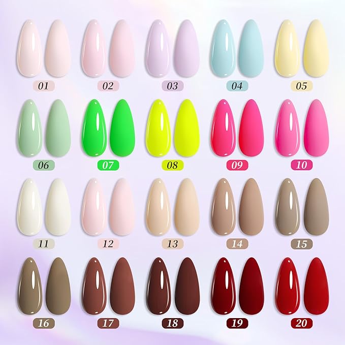 BORN PRETTY Pastel Gel Nail Polish Set 23Pcs -Spring Summer Easter Gift Collection Macaron Candy Sweet Nude Pink Green Yellow Purple Neon Hot Pink Gel Polish Kit with Base & Glossy Matte Top Coat