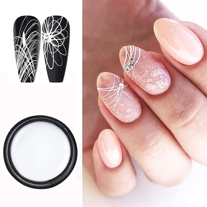 White Spider Gel for Nails, White Gel Paint for Nails Art UV LED DIY Design Manicure Spider Paint Nail Gel for Nail Art