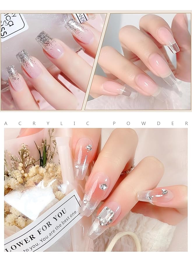 EBANKU Clear Acrylic Nail Powder, Long Lasting 3D Fingernail Carving & Nail Extensions, Professional Acrylic Powder for Manicure, No Nail Lamp Needed, 120g/4.23oz Large Capacity