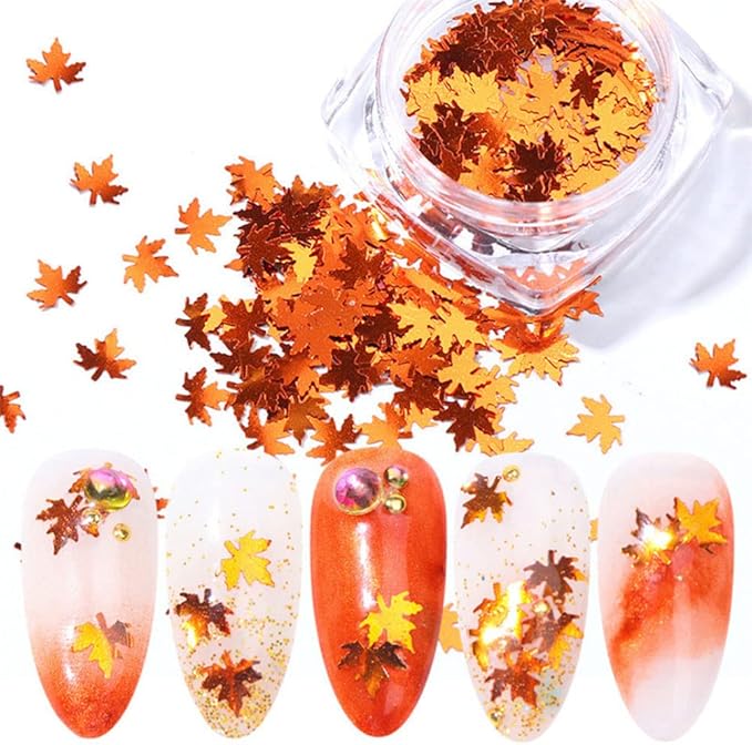Nail Art Maple Leaf Sequins Autumn Laser Charms Flakes Glitter for Nails Holographic Confetti Decoration 12Colors