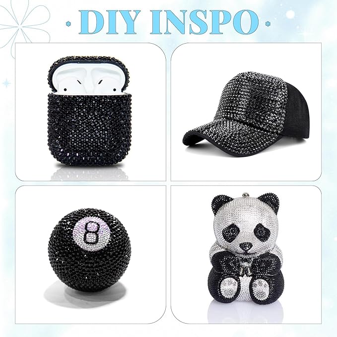 12000Pcs Resin Rhinestones for Bedazzling with 3Pcs B7000 Jewelry Glue, 2 Boxes Black Flatback Rhinestones for Crafting Crafts DIY, Crystals Gems for Clothing Shoes Tumblers Nail Art Makeup