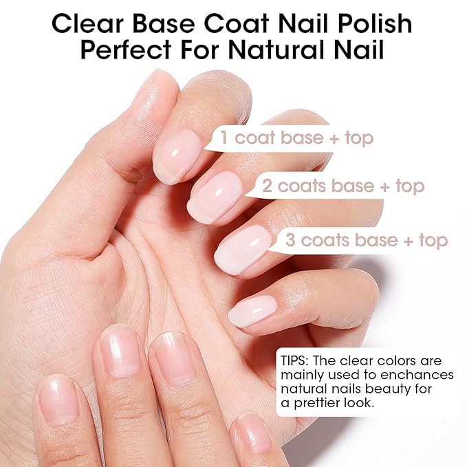 GELLEN 4-In-1 Illuminating Nail Concealer Base Coat Nail Polish Sheer Milky White | Quick Air Dry Calcium-Formula Regular Nail Polish Smooth Strengthen Natural Nails, Not UV Gel | Toxin TPO HEMA Free