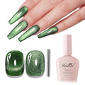 Imtiti 10ml Green Cat Eye Gel Nail Polish Long Lasting Soak Off UV Led Gel Polish Salon DIY at Home with Magnetic Stick Gift for Women 1Pcs
