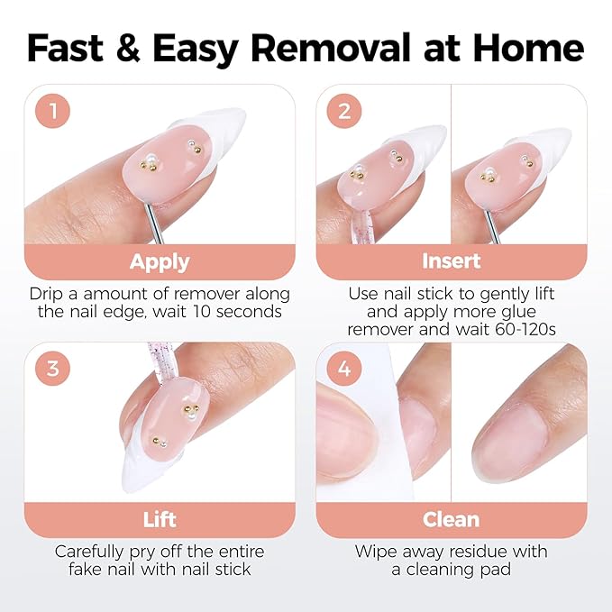 UNA GELLA Nail Glue Remover for Press on Nails，20ml Pinpoint Non-Acetone Gel Nail Glue Remover for Nails Tips，Gentle GLUE Remover with Upgraded Stick Easy Removal DIY Manicure Supply