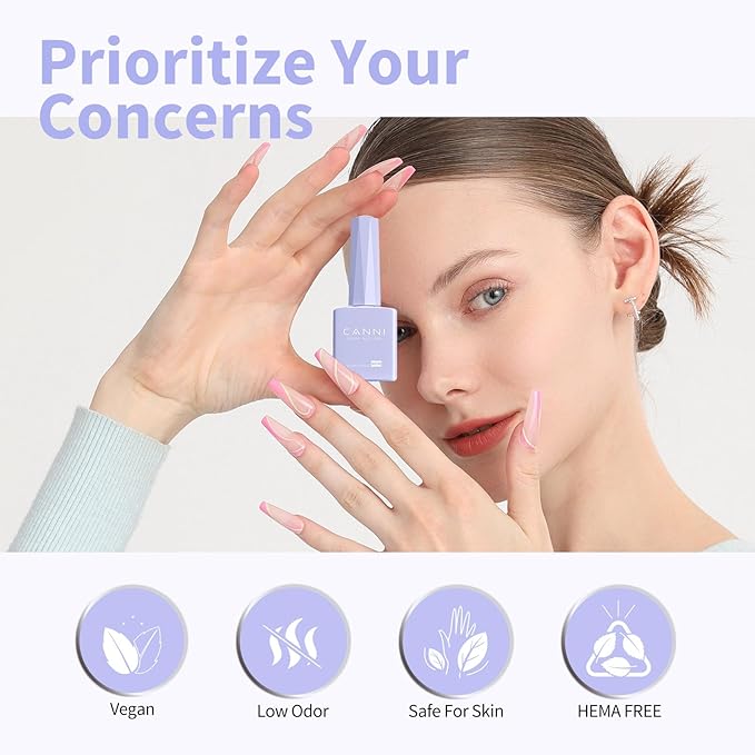 CANNI Purple Gel Nail Polish, 1Pcs Pastel Light Purple Color High Gloss Soak Off Nail Manicure Salon DIY