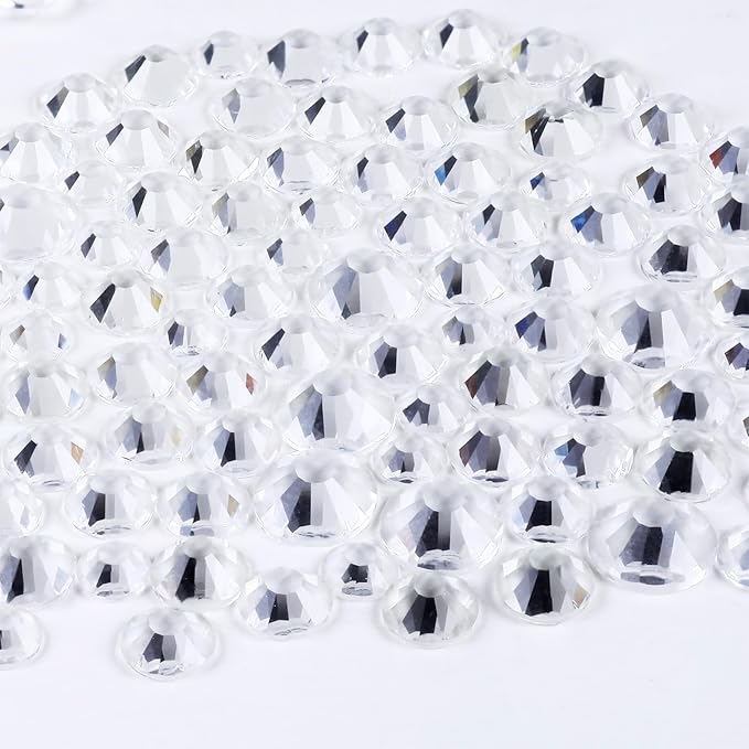 Genie Crystal 4,5,6.4 mm Mixed Size Clear Transparent Flatback Rhinestones 80 Grams, ss16,ss20,ss30 Unfoiled Glass Rhinestone for Tumbler, Shoes, Makeup,Dance Costumes, Dress