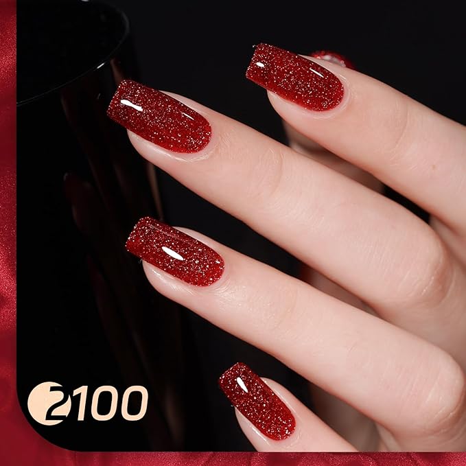 GAOY Viva Chili Gel Nail Polish Set, 6 Colors Including Burgundy Red Glitter Red Jelly Gel Polish Kit for Salon Manicure and Nail Art DIY at Home