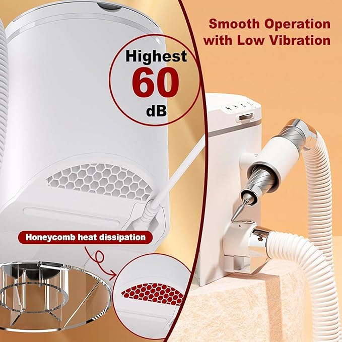 2-in-1 Nail Dust Collector & Electric Nail Drill File Kit, Nail Drill Manicure Machine with 30000 RPM Brushless Motor, ≤58dB Ultra Quiet, Adjustable Suction & Angle, Extension Hose Purple