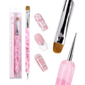 Ivy L Premium 2 Way French Gel Acrylic Nail Art Kolinsky Brush with Dotting Tool for Professional Manicure Cuticle Clean up Nail Art Design (Size # 16, Pink Marble)