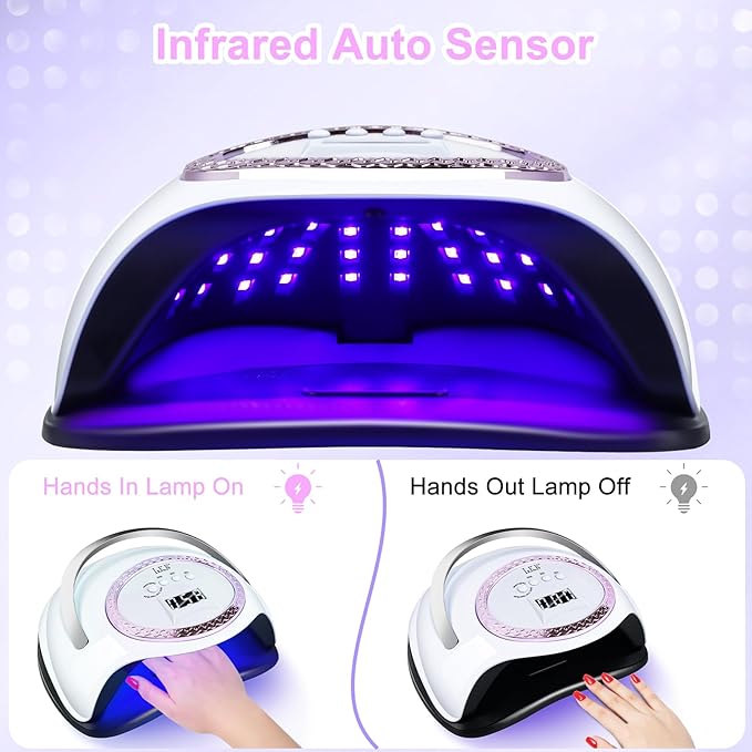 LKE UV Nail Lamp, 72W LED Nail Lamp Nail Dryer Light for Nails with 3 Timer Setting & LCD Touch Display Screen for Home and Salon Use (C-White) (2)