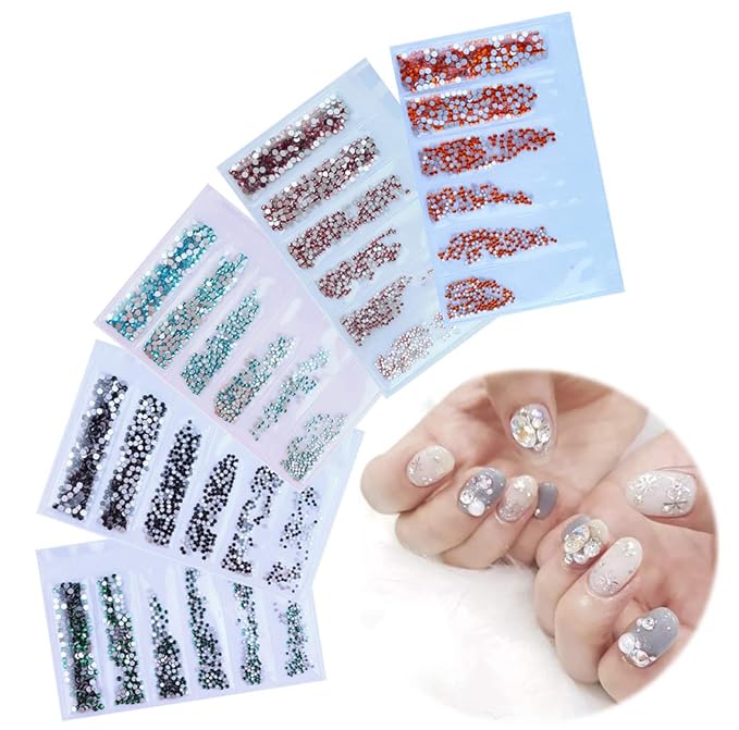 7200 Pieces(6 Grid)5 Pack of Nail Art Rhinestone Decoration Style3