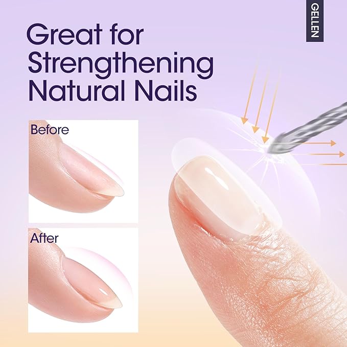 GELLEN Gel Top Coat Base Coat with Nail Strengthener, 3 Pcs 18 ml No Wipe Glossy Top Coat Set for Gel Nail Polish, Soak Off Base Coat Hardener Care for Thin Weak Nails Salon Manicure