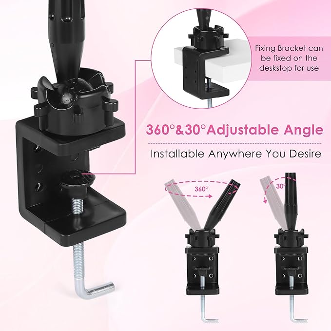 Yokilly Practice Hand for Acrylic Nails, Bendable Soft Nail Practice Hand, Flexible Plastic Nail Hand Practice, Fake Mannequin Training Hand for Nails Practice (with Clamp Holder) / Black