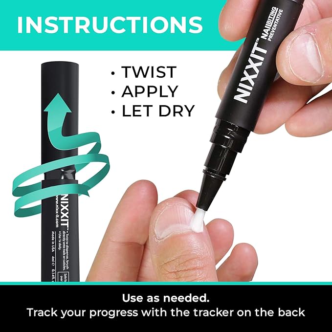 NIXXIT Nail Biting Treatment for Adults - Stop Nailing Biting Pen and Thumb Sucking for Adults & Children - Non Glossy Bitter Taste - Safe & Effective Solution - USA Made (2 - Pack)