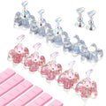 Makartt Press on Nail Stand: Magnetic Nail Holder for Painting Nails DIY Pink and Clear for Art Display Practice, Pink & Clear Glitter Flower Fake Holder for Home Salon with Reusable Adhesive Putty