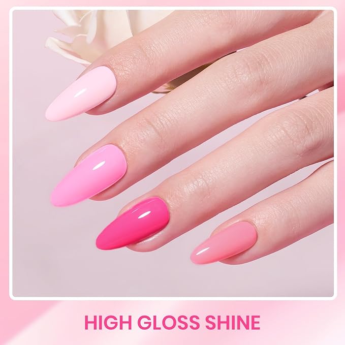 Beetles Spring Gel Polish Set - Pink Melody 6 Colors Gel Polish Set, Nude Light Baby Hot Pink Colors Spring Nails, Salon Long Lasting Soak Off UV LED Easter Nails Lamp Gifts for Her