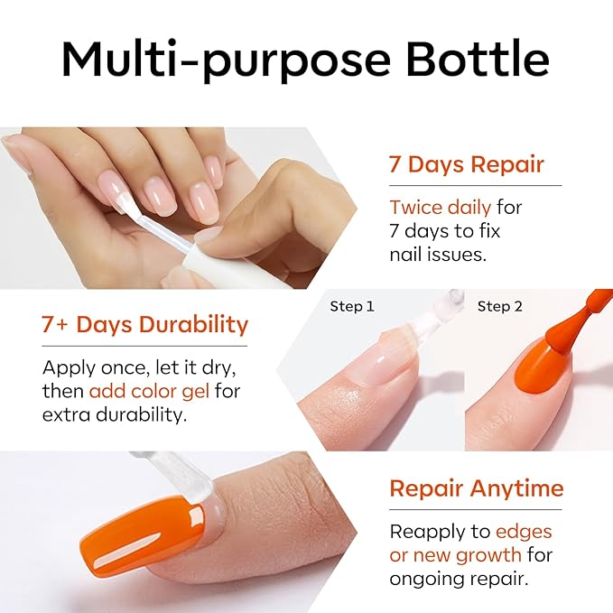 modelones Nail Strengthener and Growth Scented Nail Repair for Damaged Nails Hardener Extra Strong and Growth 3-in-1 Repair Mode Gifts for Women 13.5ml 0.46 Fl Oz
