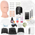 Eyelash Extension Kit for Beginners, 345 PCS Practice Supplies: Mannequin Head with Removable Eyelids, Extension Glue, Remover, Individual Lashes, Tool Kit with Everything