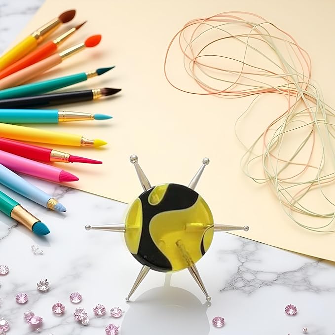Yellow Nail Dotting Pen Handle Nail Salon Disc Nail Drill Point Nail Art Dotter UV Gel Point Pen Manicure Wax Head Pen Nail Rhinestone Picker, Nail Dotting Tools