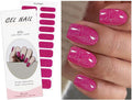 JMEOWIO Gel Nail Stickers Glitter Pink Semi Cured Gel Nail Strips Wraps UV/LED Nails Art Design Decoration Accessories