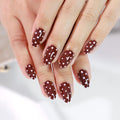 Press On Nails - Berry | Red Polka Dot UV Finish Almond Nails, Salon Quality | 32 Nails, 16 Sizes Kit with Glue and Adhesive Tabs I Female Founded