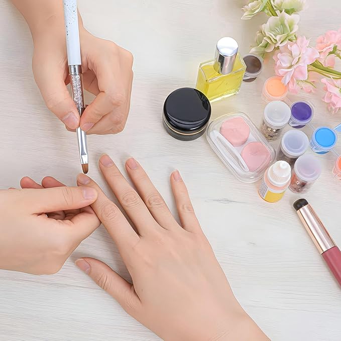 Dual Ended Builder Gel Brushes for Nails,Fine Hard Gel Brush,Professional Nail Art Design Tools for Nails Salon & DIY Use