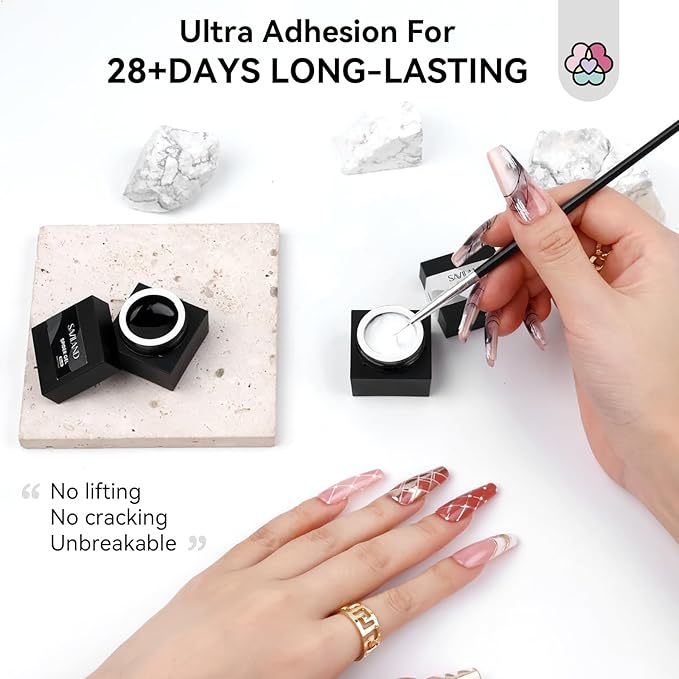 SAVILAND 2 PCS Spider Gel Set: Black & White Spider Gel for Nail Art Soak off Gels U V LED Good Toughness and Elasticity Easy To Use for Beginner Manicurist Home Salon Use