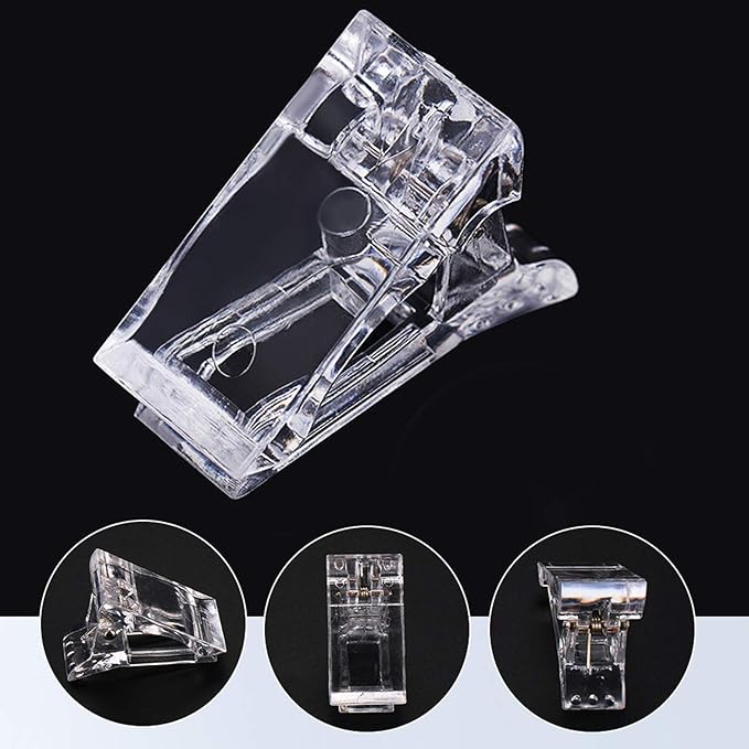 12Pcs Nail Tips Clip for Quick Building Polygel Nail Clips for Polygel Finger Nail Extension Manicure Nail Art Tool with 1Pcs False Nail Tip Trimmer