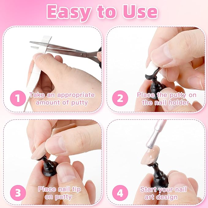 Nail Stand Nail Holder for Painting Nails 2 Sets Press on Nails Stand Display with 96 Pcs Reusable Adhesive Putty Clay Magnetic Acrylic Nailss Art Tools Accessories for Home DIY Salon Supplies Black