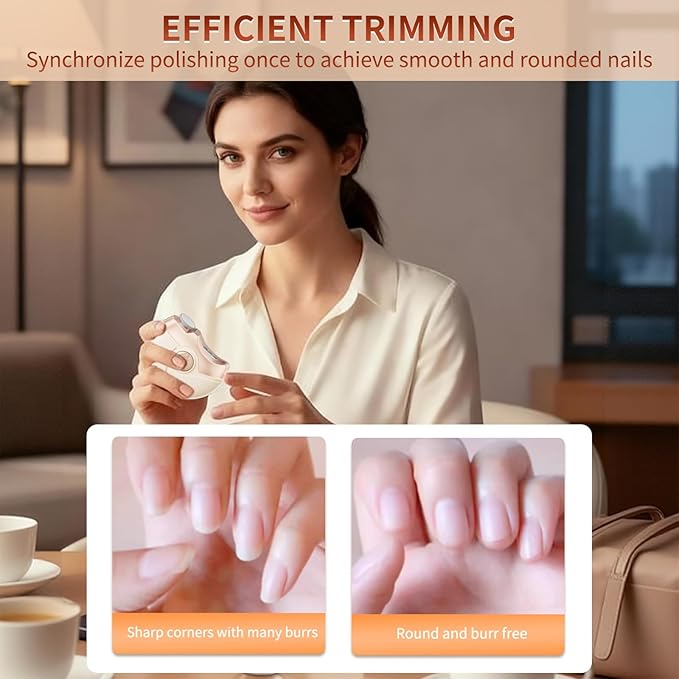 Valentines Day Gifts for Him & Her - Electric Nail Clipper for Seniors & Adults, Baby Smart Nail Clipper, Automatic Nail Clipper with Trimming, Buffing and Polish Removal in One for Fingernail(Beige)