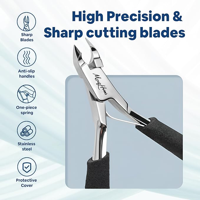 Professional Cuticle Nipper/Cuticle Trimmer 2 Pack Set, 4mm Sharp Jaws, In Protective Leather Case, Non-Slip Thick Comfort Grip, Cuticle Cutter/Cuticle Clipper for Manicure, Stainless Steel Nail Tools