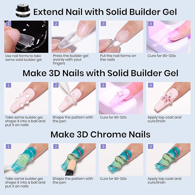 MIZHSE 30g Solid Builder Gel for Nails and Solid Nail Glue Gel, Clear Non-sticky Hard 3D Sculpting Glue for Press on Nails Manicure DIY at Home Salon