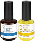 LOUINSTIC Gel Nail Remover & Cuticle Oil Kit – 30 ml Remover & Nourishing Oil, Gently Removes Gel Polish in 2–5 Minutes, Low Odor, No Soak or Foil Needed, Nourishes Natural Nails for At-Home DIY Care