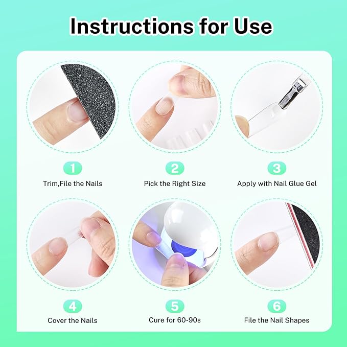 JODSONE Square Nail Tips Full Cover Gel Nails 12 Sizes 360Pcs No Curve Extra Long Straight Curved Fake Tapered for Salon Design DIY at Home