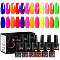 MEET ACROSS 12pcs Gel Nail Polish Set,Soak Off UV LED Lamp Gel Nail Polish Kit,Fashion Shimmer Nail Art Design Gifts for Women Manicure Salon (Neon-1)