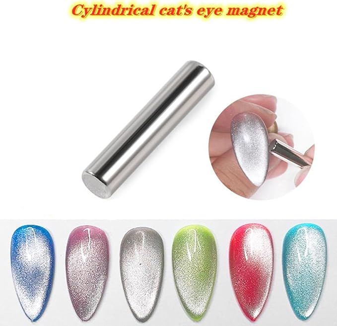 Strong Nail Polish Magnets -3/8" D x 1.50" H - 5Pack, Cat Eye Gel Nail Polish Magnet, Powerful Neodymium Cylinder Magnets for Fridge, DIY, Building, Scientific, Craft, Office,Map Magnet
