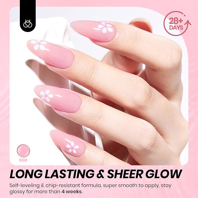 Beetles Pink Gel Nail Polish - 15ML Baby Pink Nude Gel Polish Nail Concealer Jelly Sheer Translucent Effect Soak Off UV French Nail Art Design Manicure Gift for Women