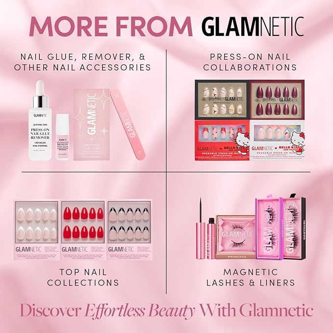Glamnetic Press On Nails - Fairy Dust Fake Nails | Short Oval Beige-Pink Nails with a Mesmerizing Metallic Finish, Salon Quality | 15 Sizes - 30 Nail Kit with Glue