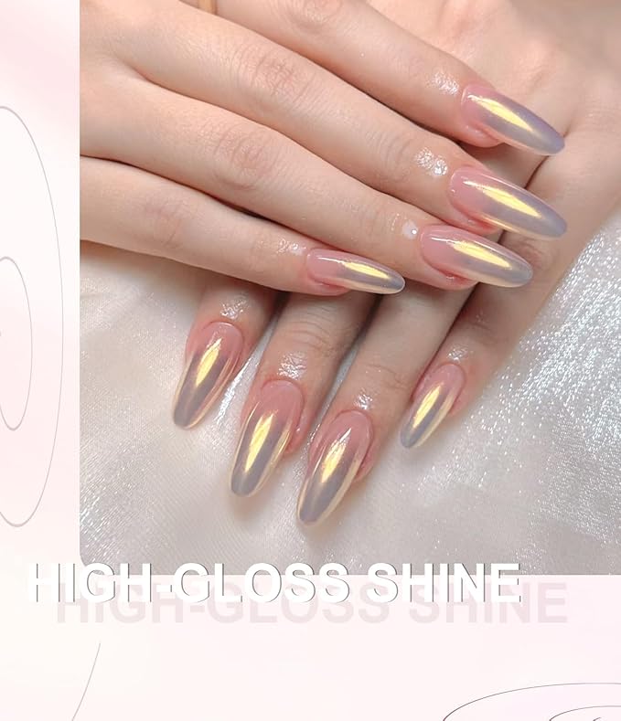 6Pcs Chrome Nail Powder Set - Metallic Mirror Effect Holographic Nail Powder Gold Silver White Nail Chrome Powder for Nails Art Decoration