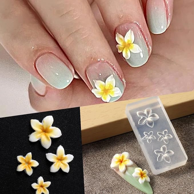 4pcs Silicone Nail Molds Small Flower Mould 3D Gel Nail Art Carving Templates Spring Summer Floral Manicure Tools
